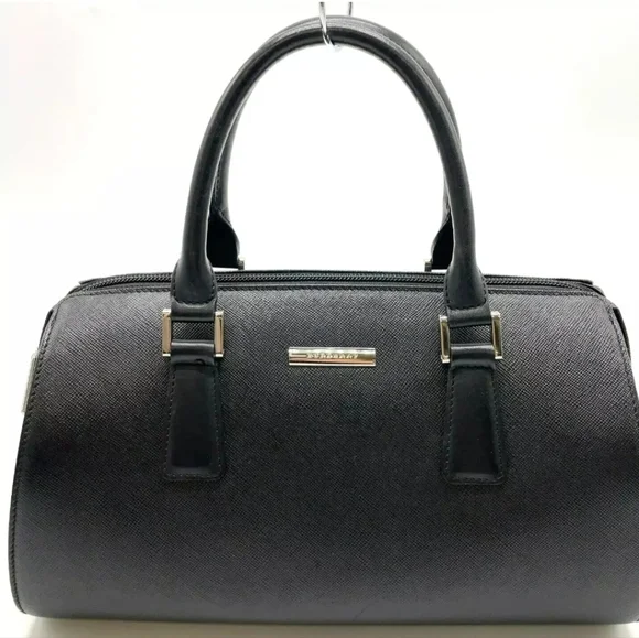 Auth Burberry Leather Black Nova Check Pattern Tubular Bag - Picture 2 of 16